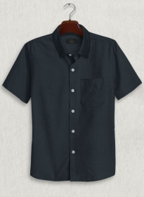 Dark Navy Stretch Twill Shirt - Half Sleeves