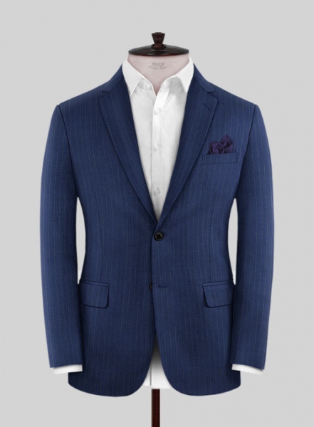 Chalkstripe Wool Royal Blue Suit