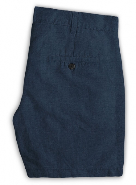 Safari Blue Cotton Linen Shorts