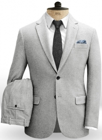 Vintage Plain Light Gray Tweed Suit