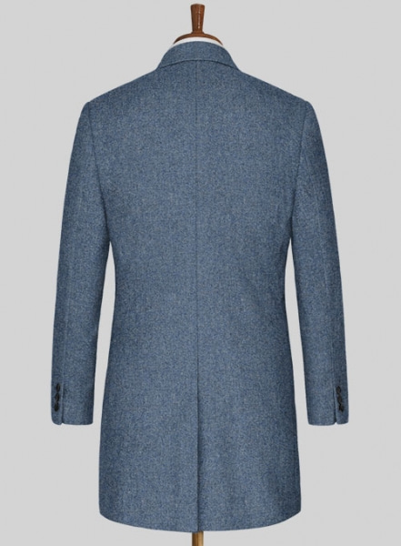 Classic Blue Denim Tweed Overcoat