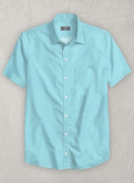 Aqua Blue Luxury Twill Shirt - Half Sleeves