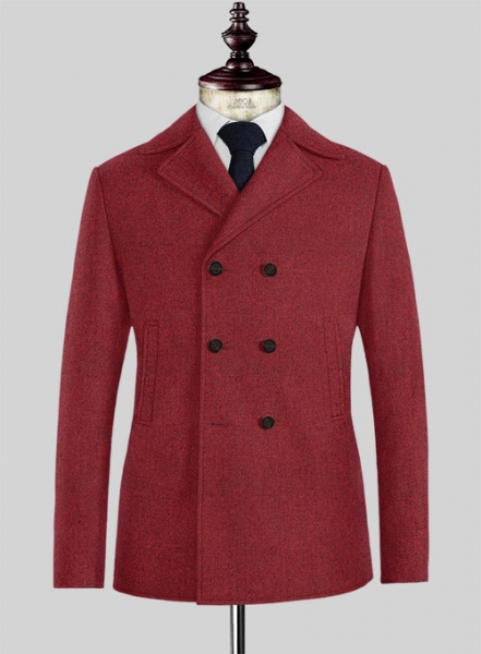 Melange Titan Red Tweed Pea Coat