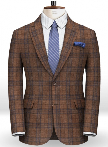 Napolean Tartan Brown Wool Suit