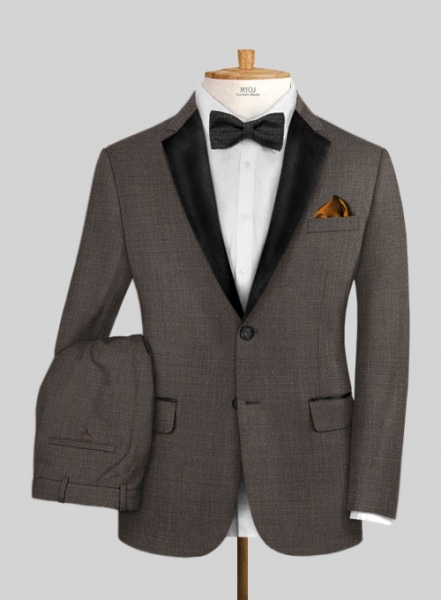 Napolean Sharkskin Brown Wool Tuxedo Suit