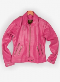 Bright Pink Leather Jacket # 219