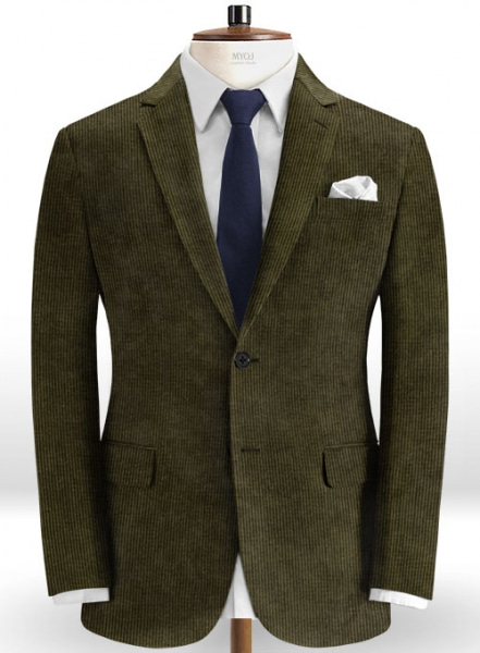 Dark Olive Thick Corduroy Suit