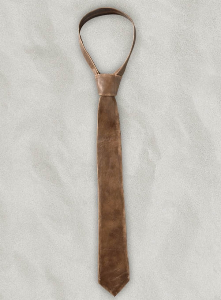 Rubbed Espanol Timber Brown Leather Tie