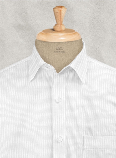 White Self Design Shirt - Half Sleeves