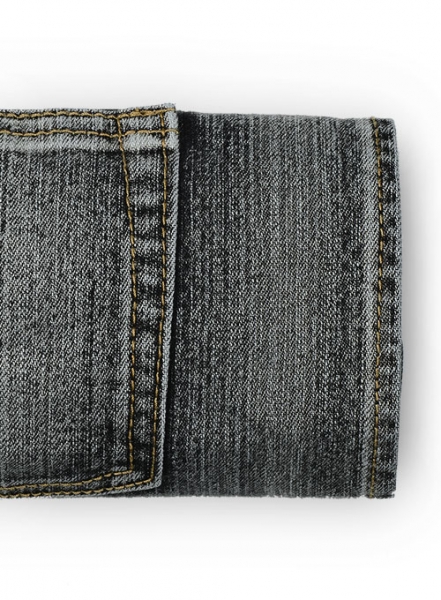 Stretch Cross Hatch Black Jeans - Vintage Wash