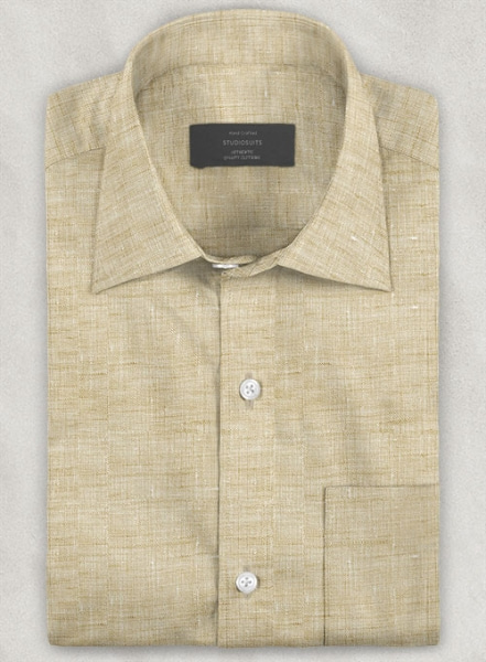 Dublin Barley Brown Linen Shirt - Half Sleeves