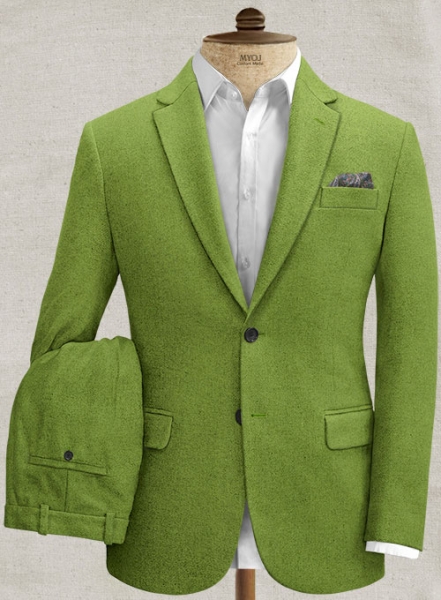 Melange Parrot Green Tweed Suit