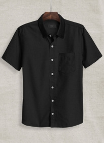 Black Stretch Poplene Shirt - Half Sleeves