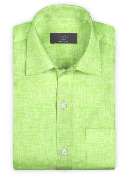 Roman Fume Green Linen Shirt - Full Sleeves