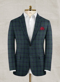 Italian Wool Cashmere Pramo Green Checks Jacket