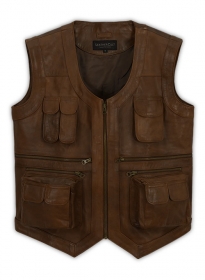 Spanish Brown Chris Pratt Jurassic World Leather Vest - M