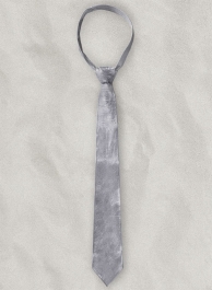 Metallic Lurex Gray Leather Tie