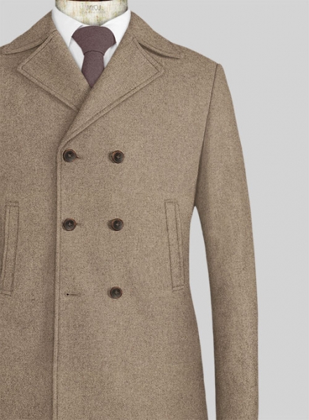 Light Weight Light Brown Tweed Pea Coat