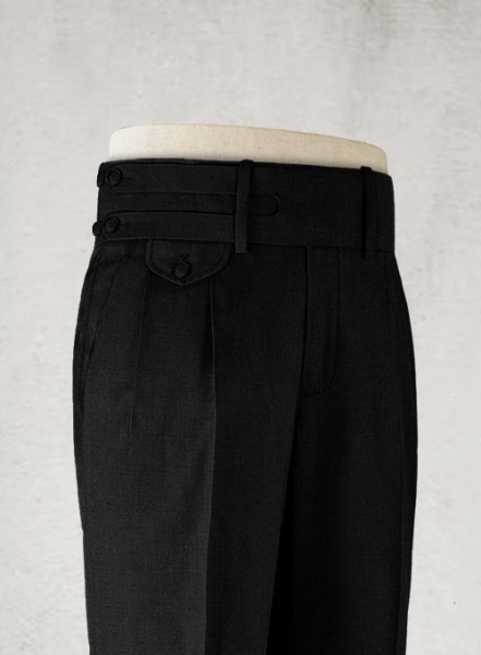 Black Merino Double Gurkha Wool Trousers