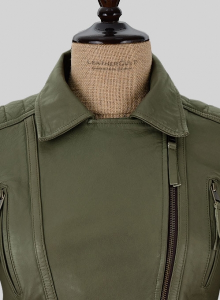 Basicallo Green Washed Leather Jacket #255