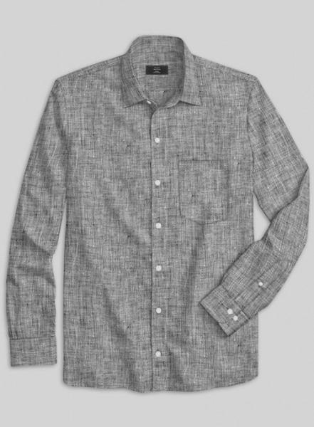 European Smoky Black Linen Shirt - Full Sleeves