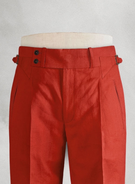 Safari Red Cotton Linen Heritage Trousers