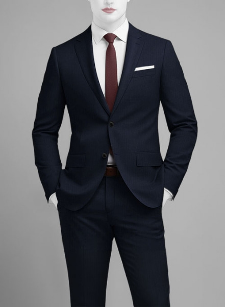 Napolean Navy Herringbone Wool Suit