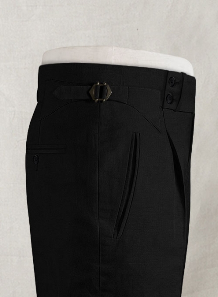 Safari Black Cotton Linen Heritage Trousers