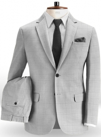 Glen Stretch Cotton Light Gray Suit