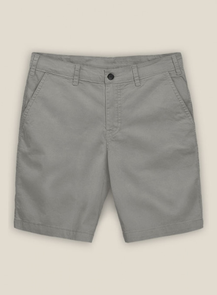 Gray Feather Cotton Canvas Stretch Shorts