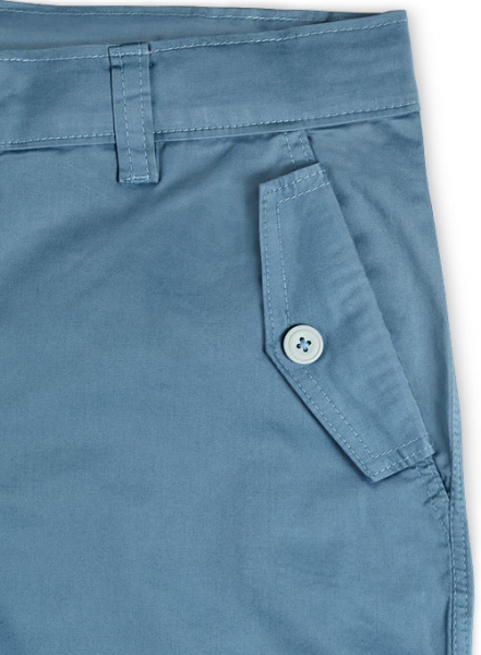 Stretch Summer Weight Saga Blue Chino Cargo Shorts #419