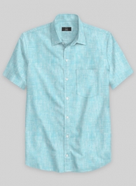 European Sky Blue Linen Shirt - Half Sleeves