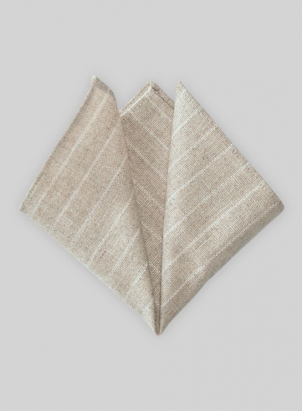 Tweed Pocket Square - Stripe Beige