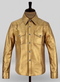 Golden Leather Shirt Jacket - #1S