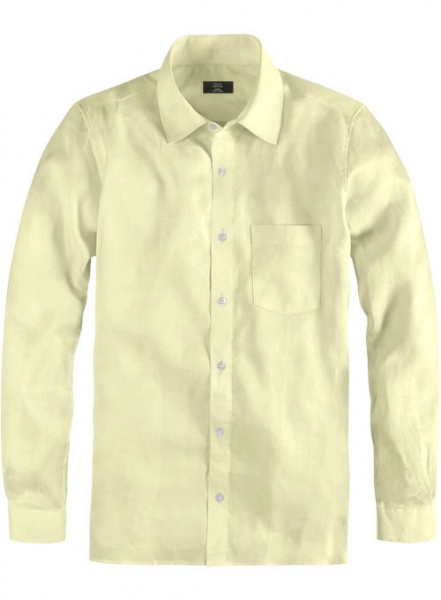 Naples Yellow Cotton Linen Shirt - Full Sleeves