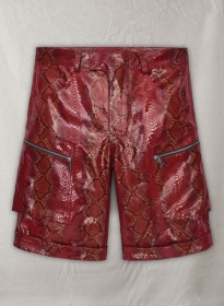 Bold Red Python Havana Leather Shorts Style # 362