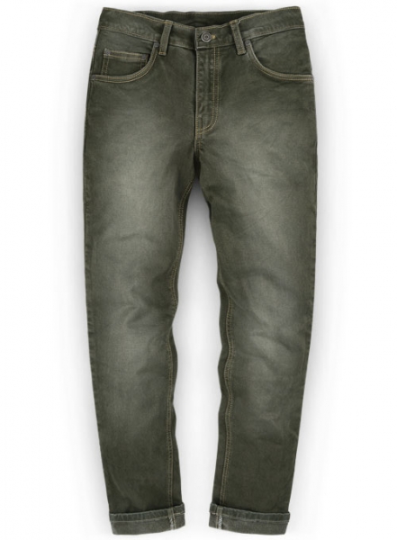 Chester Olive Stretch Jeans - Scrape Wash