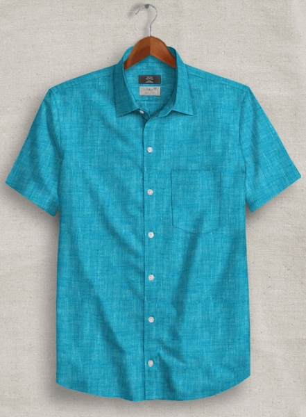 Solbiati Fizz Blue Linen Shirt - Half Sleeves
