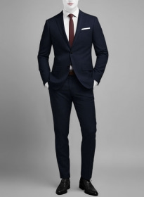 Napolean Navy Herringbone Wool Suit