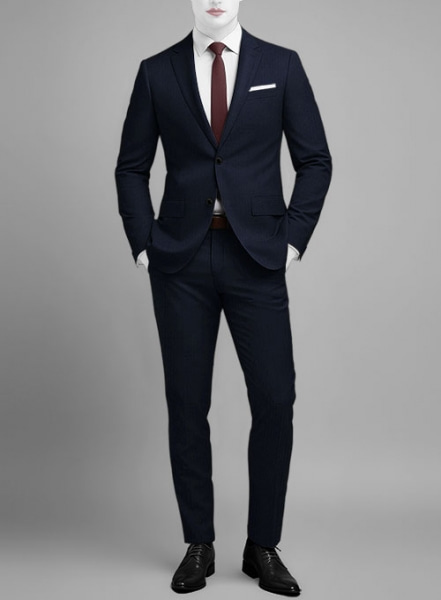 Napolean Navy Herringbone Wool Suit