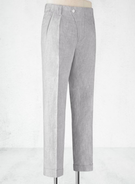 Italian Zod Light Gray Vintage Manny Linen Trousers