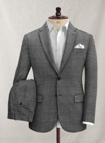 Italian Black & White Houndstooth Tweed Suit