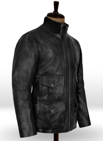 Black Daniel Craig Royal Casino Leather Jacket