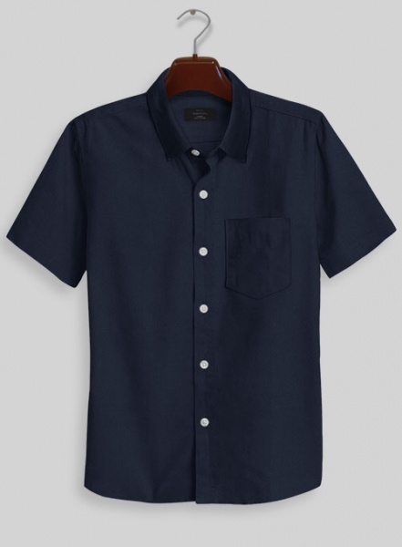 Navy Stretch Twill Shirt - Half Sleeves