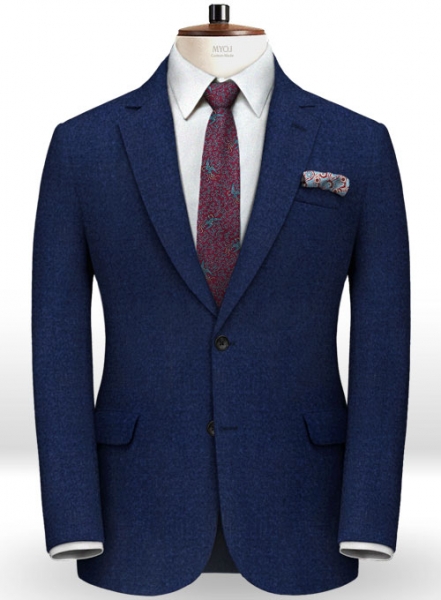 Italian Melange Blue Angora Wool Suit