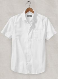 White Self Tile Shirt - Half Sleeves
