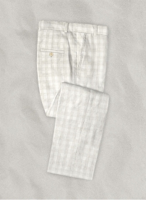 Italian Linen Lemeo Ivory Glen Checks Pants