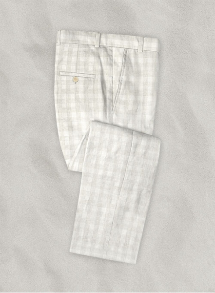 Italian Linen Lemeo Ivory Glen Checks Pants