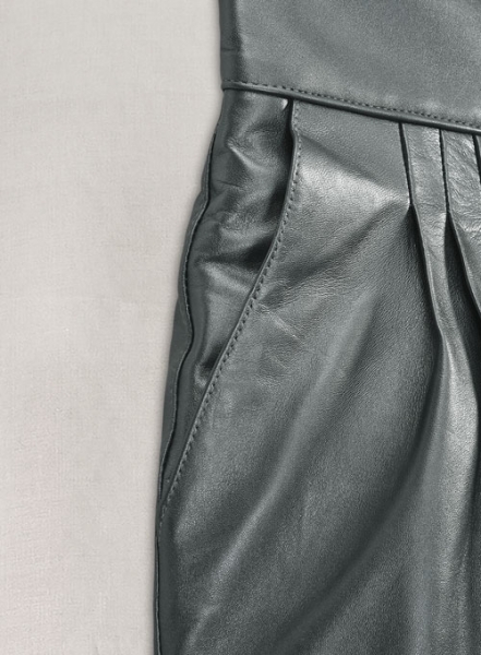 Metallic Lurex Gray Carey Mulligan Leather Pants
