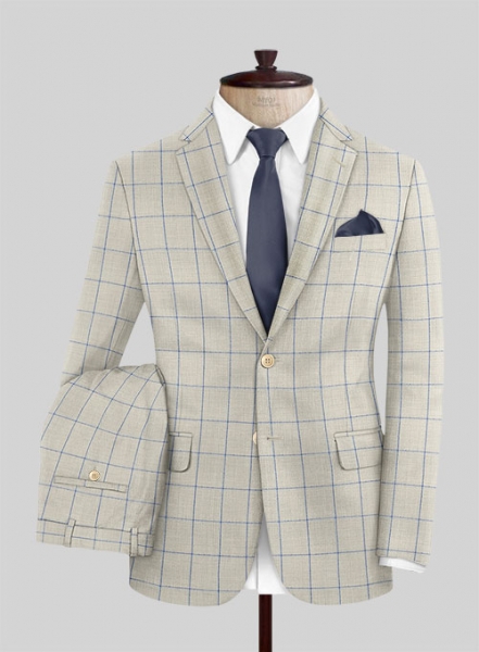 Napolean Pane Light Beige Wool Suit